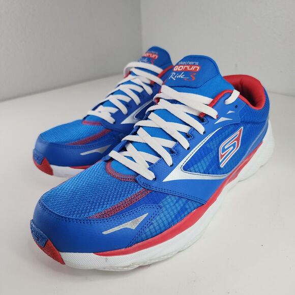 Skechers GOrun Ride 3 Running Shoes Blue Red White Men’s Size 13 Lightweight - Picture 1 of 13